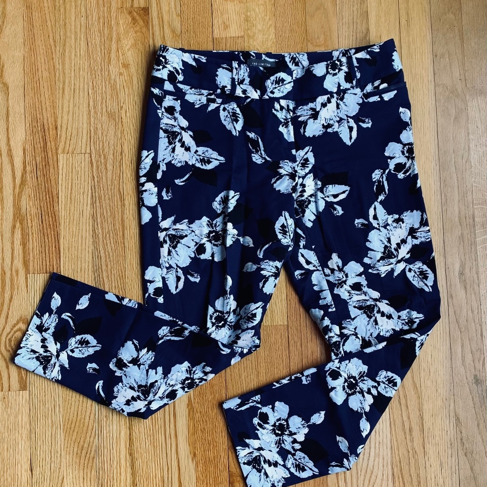 The Limited navy floral ankle pants